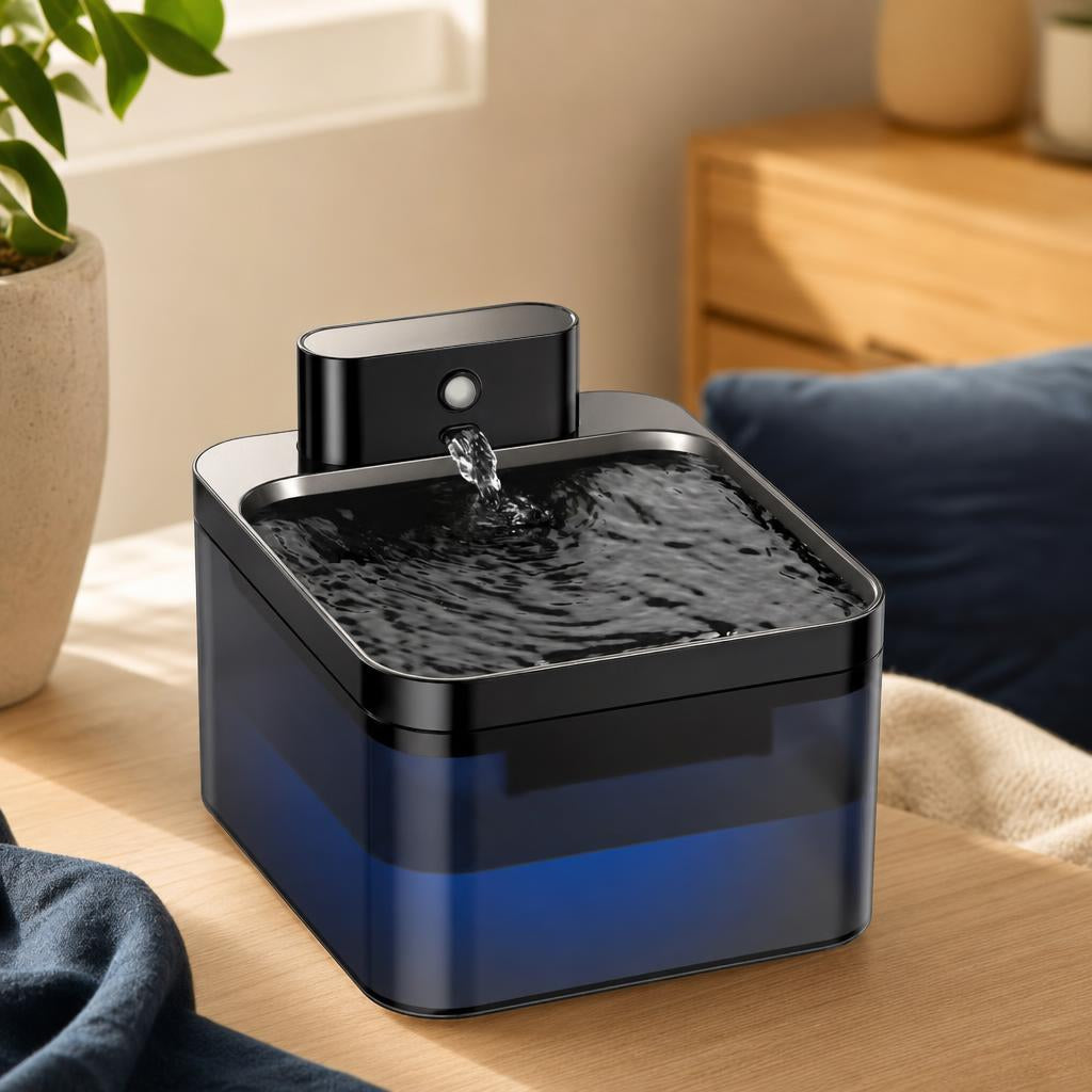 Fuente de agua inalámbrica con sensor · acero inoxidable