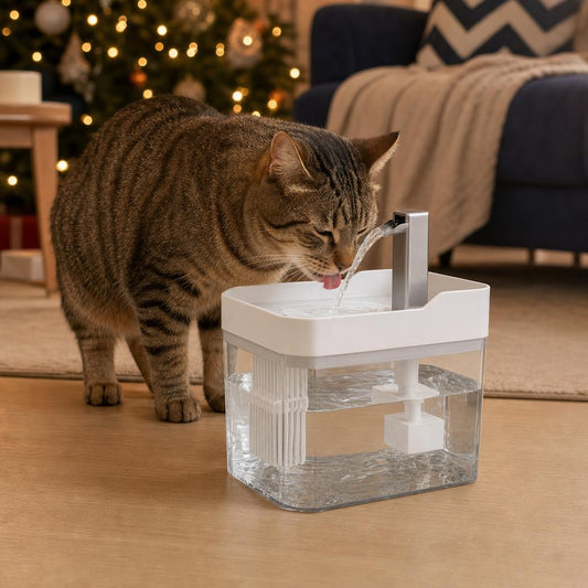 Fontaine à eau pour chat avec filtre · 1,5 L · Noël