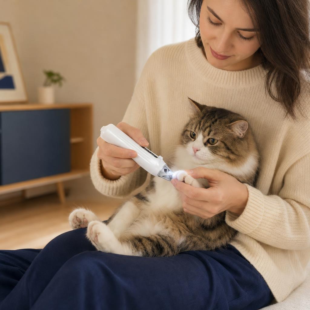 Limador de uñas eléctrico para gatos con luz LED