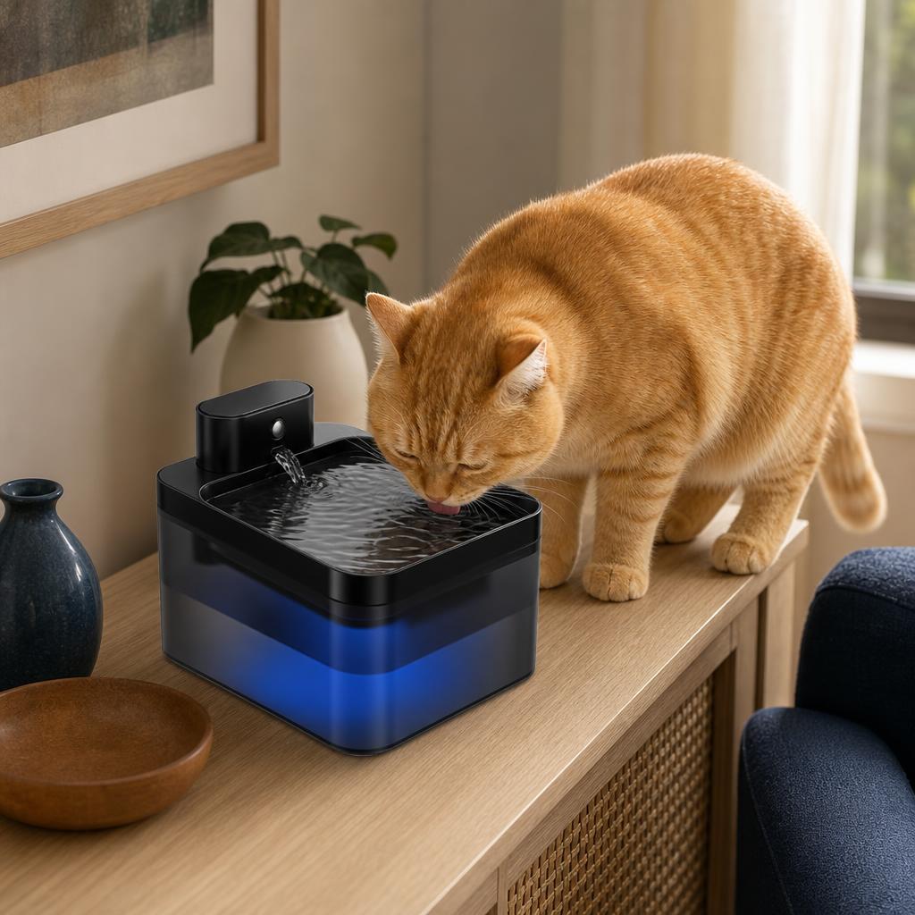 Fuente de agua inalámbrica con sensor · acero inoxidable
