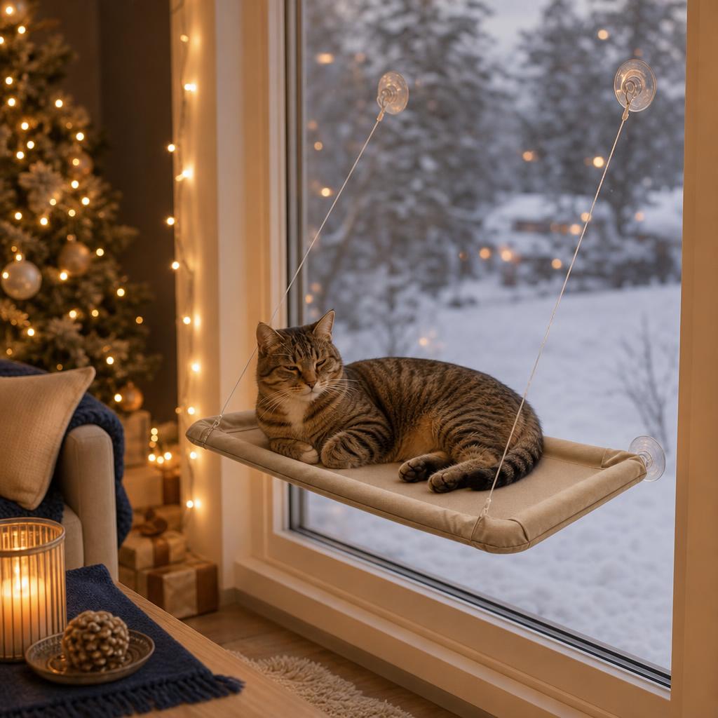 Window hammock for cats with suction cups · Christmas