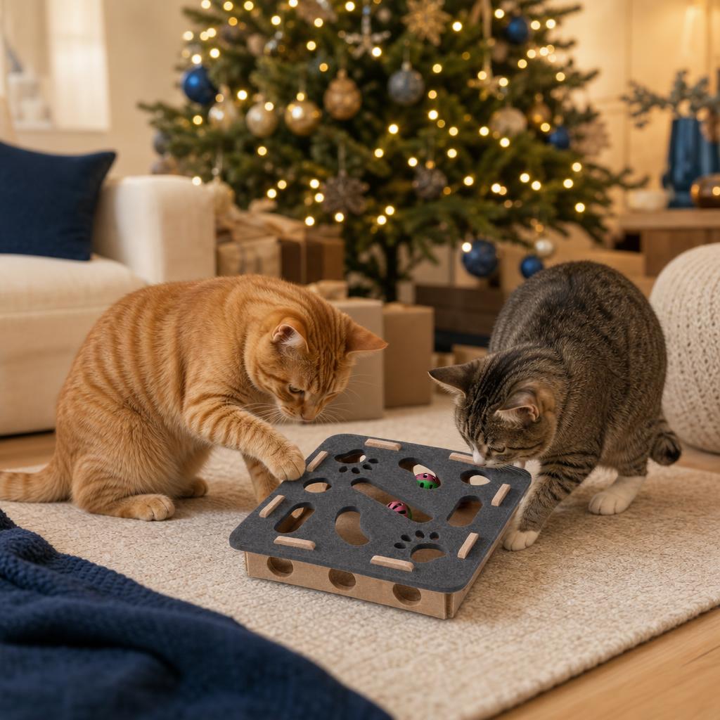 Felt puzzle toy for cats · Christmas