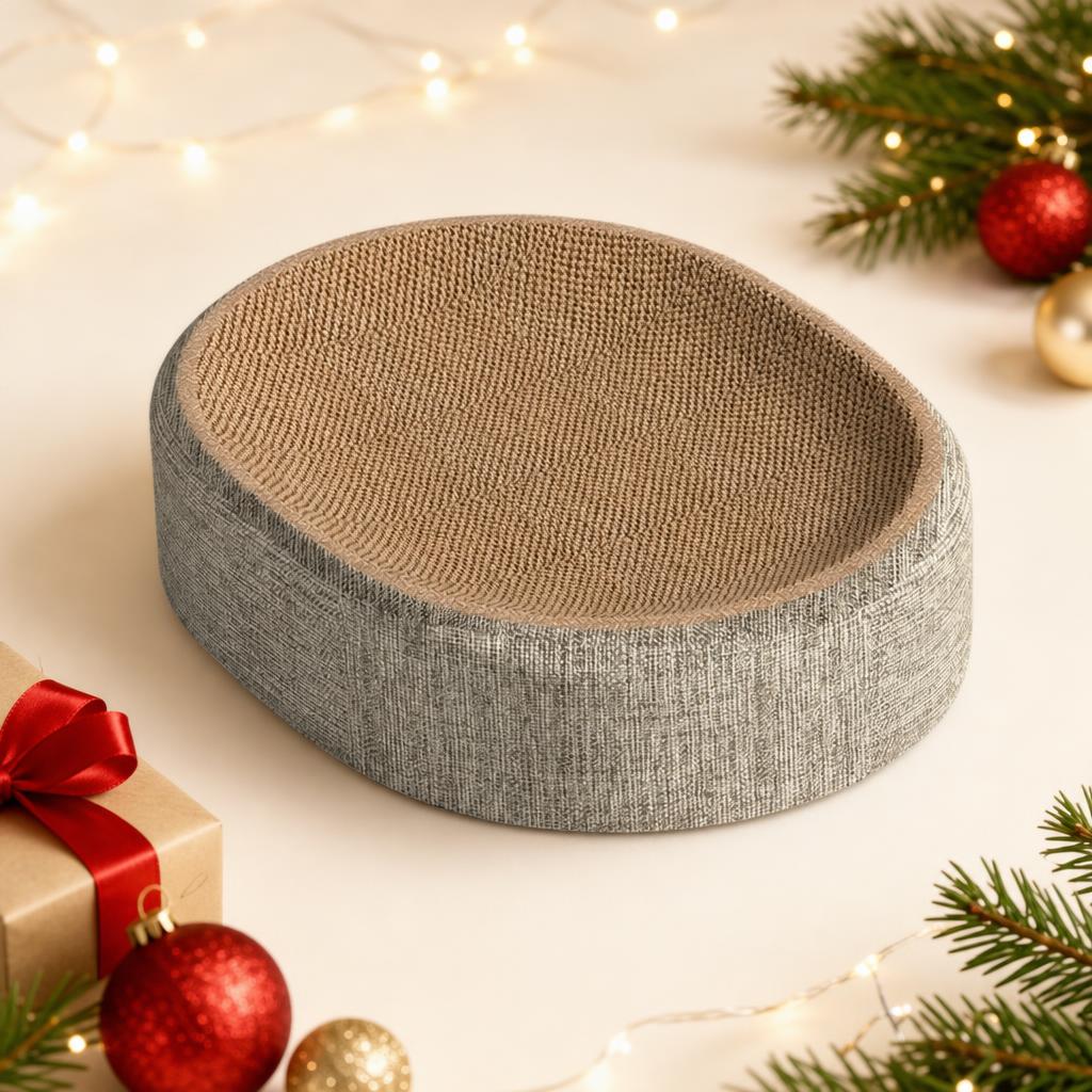 Oval cardboard scratcher nest