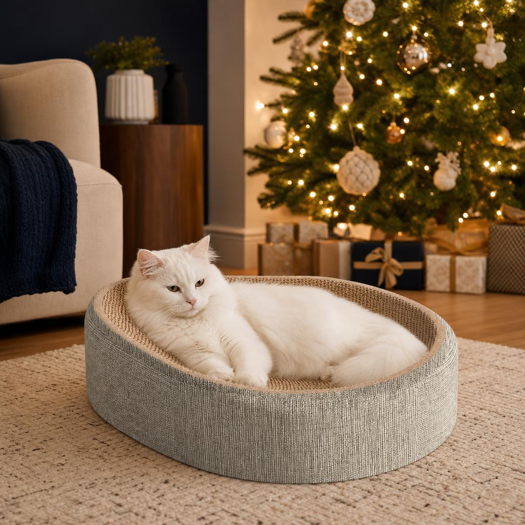 Oval cardboard scratcher nest