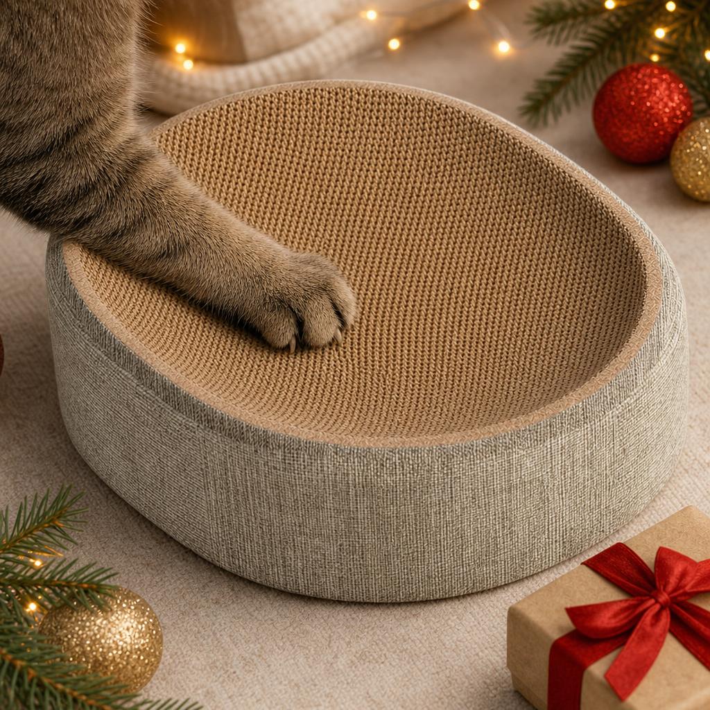Oval cardboard scratcher nest