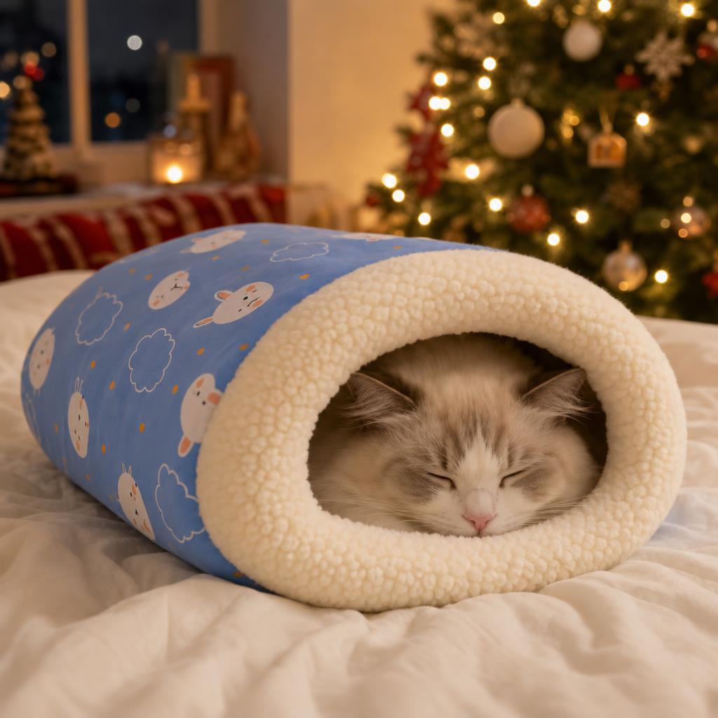 Saco-cama para gatos com forro sherpa